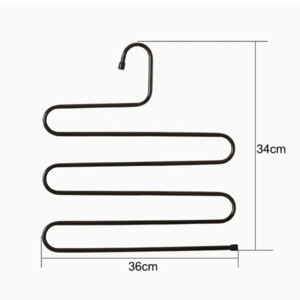 Heavy Duty S Shape Hanger 4 Pants Jeans Storage Rack Organizer Silver Metal 1 pc